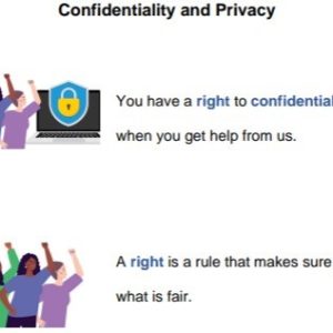 The front page of the Confidentiality and privacy sheet.
